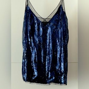 Navy sequined free people top- great for a fun girls night out!